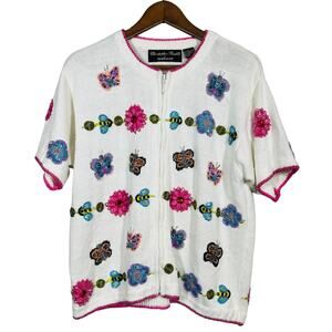 Vintage Christopher Radko x Bellepointe Cardigan Sweater Spring Butterfly - L